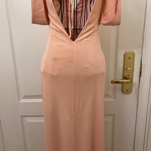 Vintage NWT Women BCBGMAXAZRIA Peach/Blush Backless Maxi Column Dress Gown Size - Picture 8 of 11